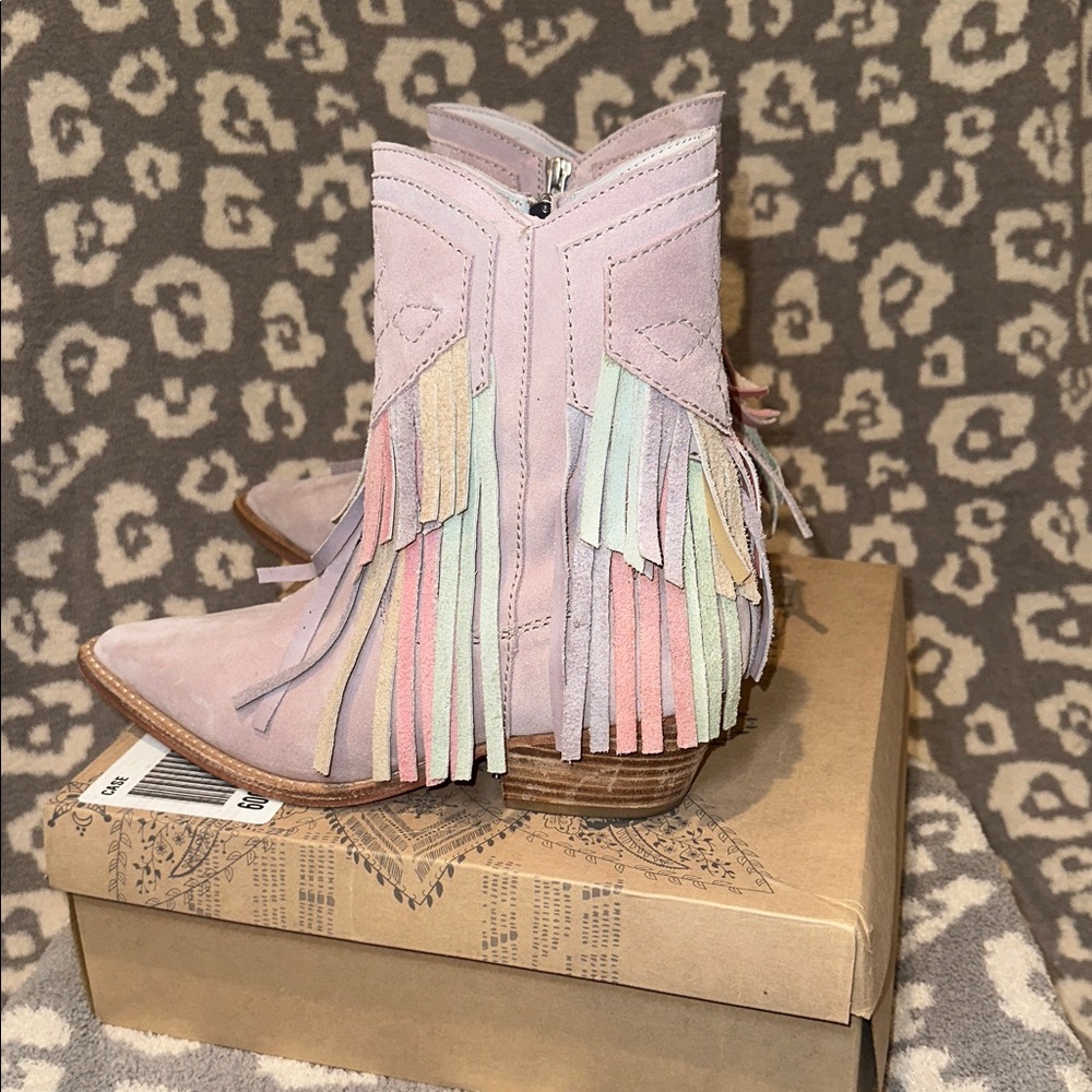 Free People Collection Lawless Fringe Western Booties in Pink Multi ππ - Picture 5 of 17